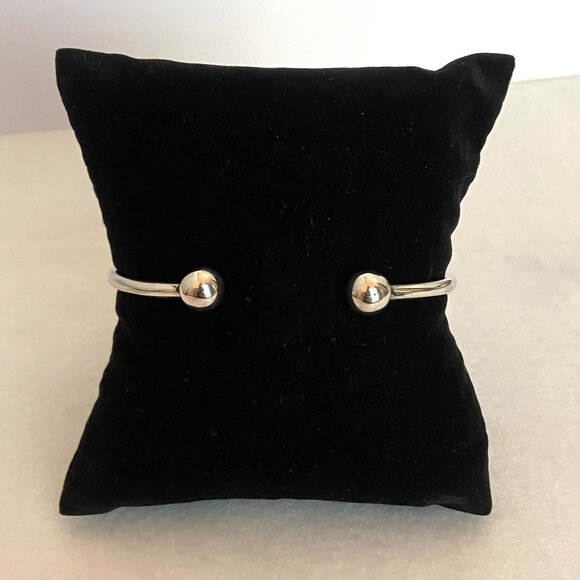 Sterling Silver 925 Thailand Removable Ball Bead Oval Cuff Charm Bracelet Sz 7 - Picture 16 of 16